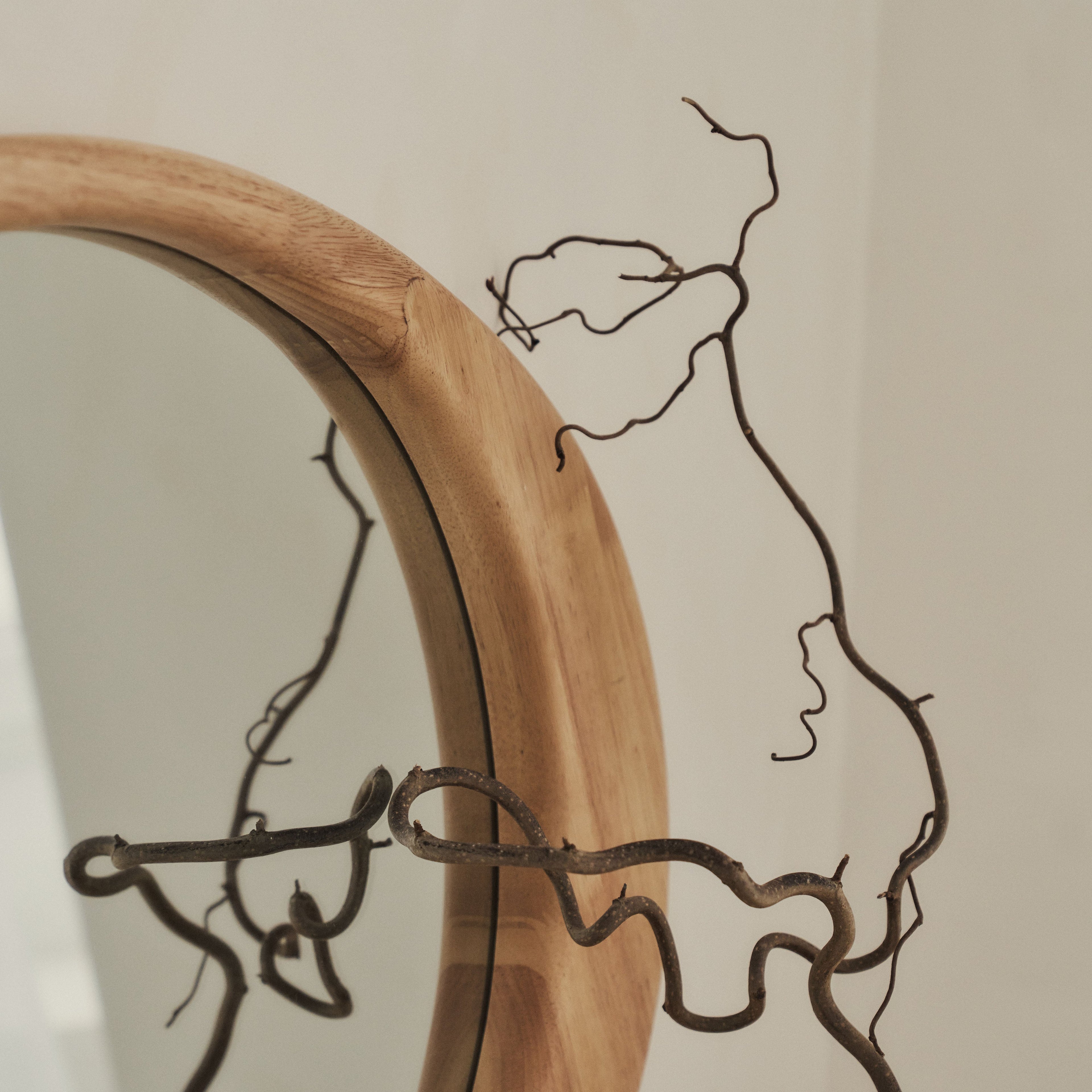 Arcurva - Large Overmantle Light Wood Irregular Mirror 130cm x 80cm