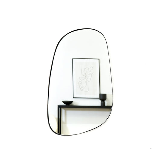 Ava - Black Stone Shaped Irregular Mirror 75cm x 45cm