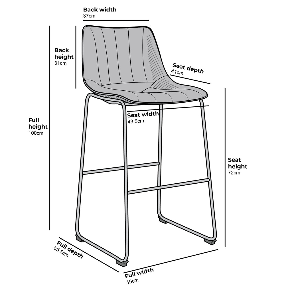 Sutton Set of 2 Barstools with Fluted Back (Sage Green Velvet)