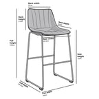 Sutton Set of 2 Barstools with Fluted Back (Sage Green Velvet)