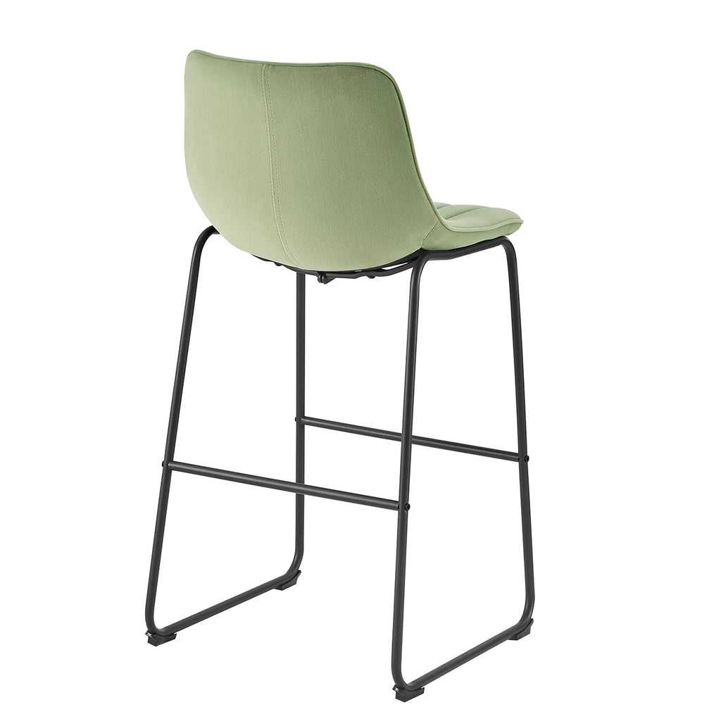 Sutton Set of 2 Barstools with Fluted Back (Sage Green Velvet)