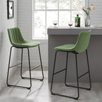 Sutton Set of 2 Barstools with Fluted Back (Sage Green Velvet)