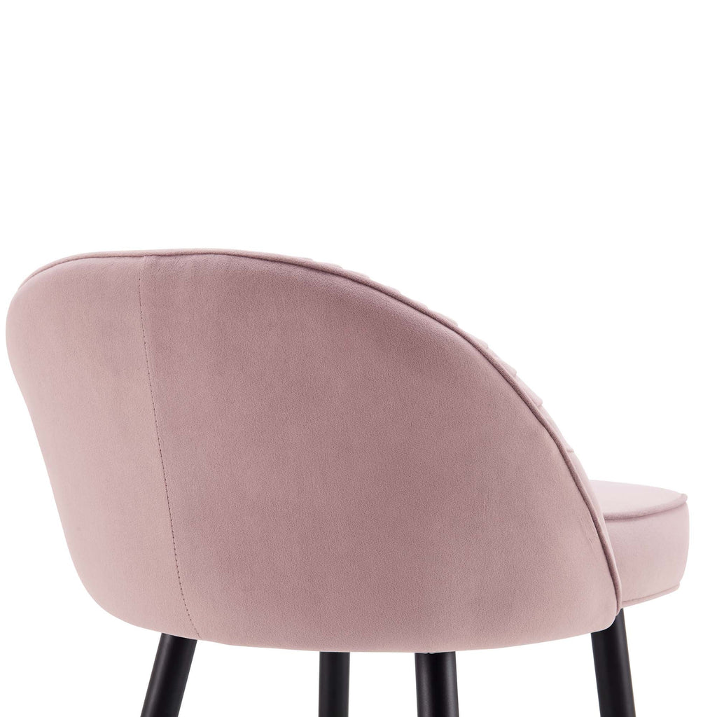 Miyae Set of 2 Pleated Pale Pink Velvet Upholstered Counter Stools