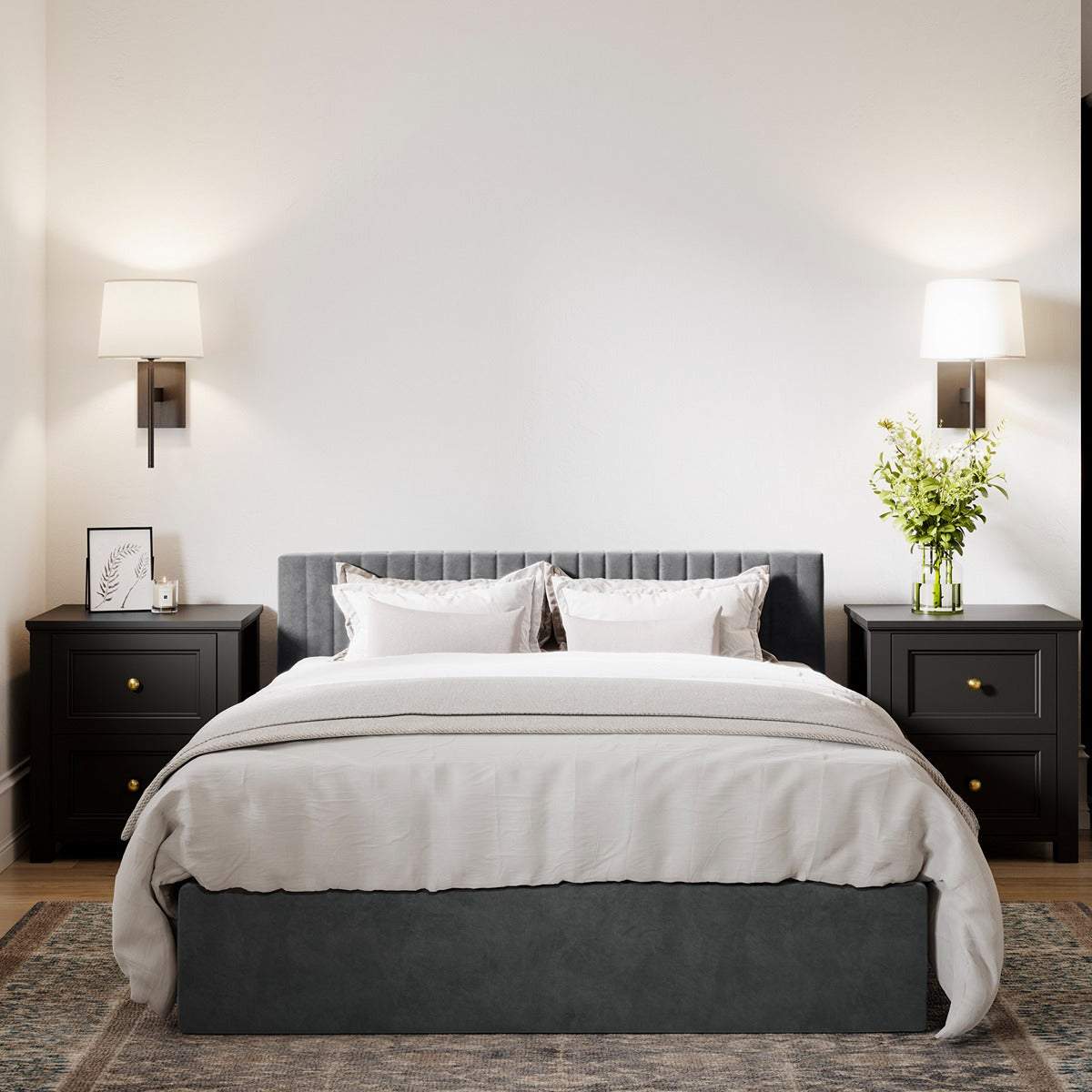 Emden Kingsize Ottoman Bed - Silver