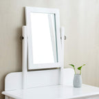 1-Drawer White Dressing Table with Stool & Single Square Mirror