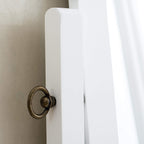 1-Drawer White Dressing Table with Stool & Single Square Mirror