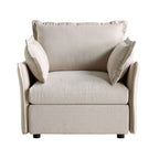 Byron Pillow Edge Beige Fabric Modular Sofa, 1-Seater