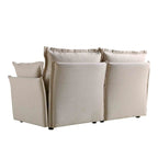 Byron Pillow Edge Beige Fabric Modular Sofa, 2-Seater
