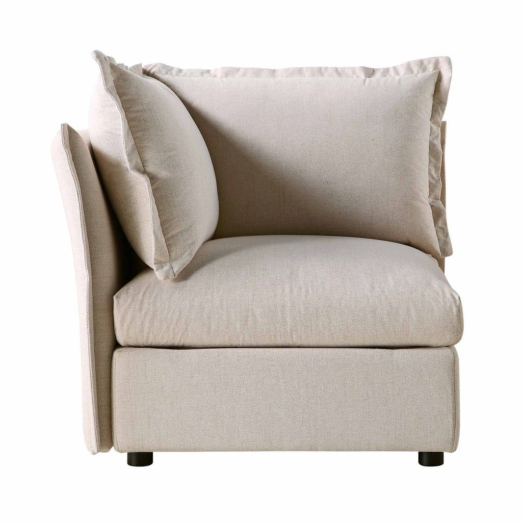 Byron Pillow Edge Beige Fabric Modular Sofa, 1-Seater Corner