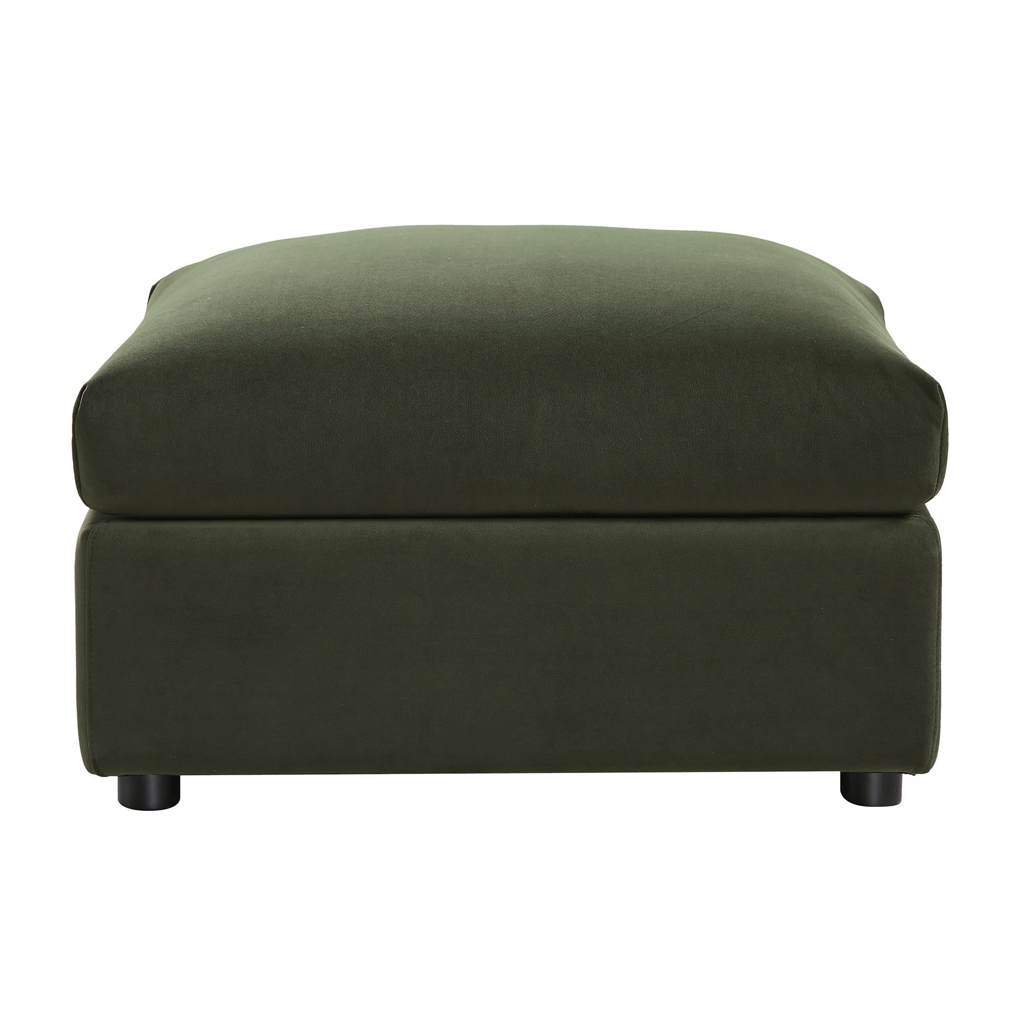 Byron Moss Green Velvet Fabric Pouffe