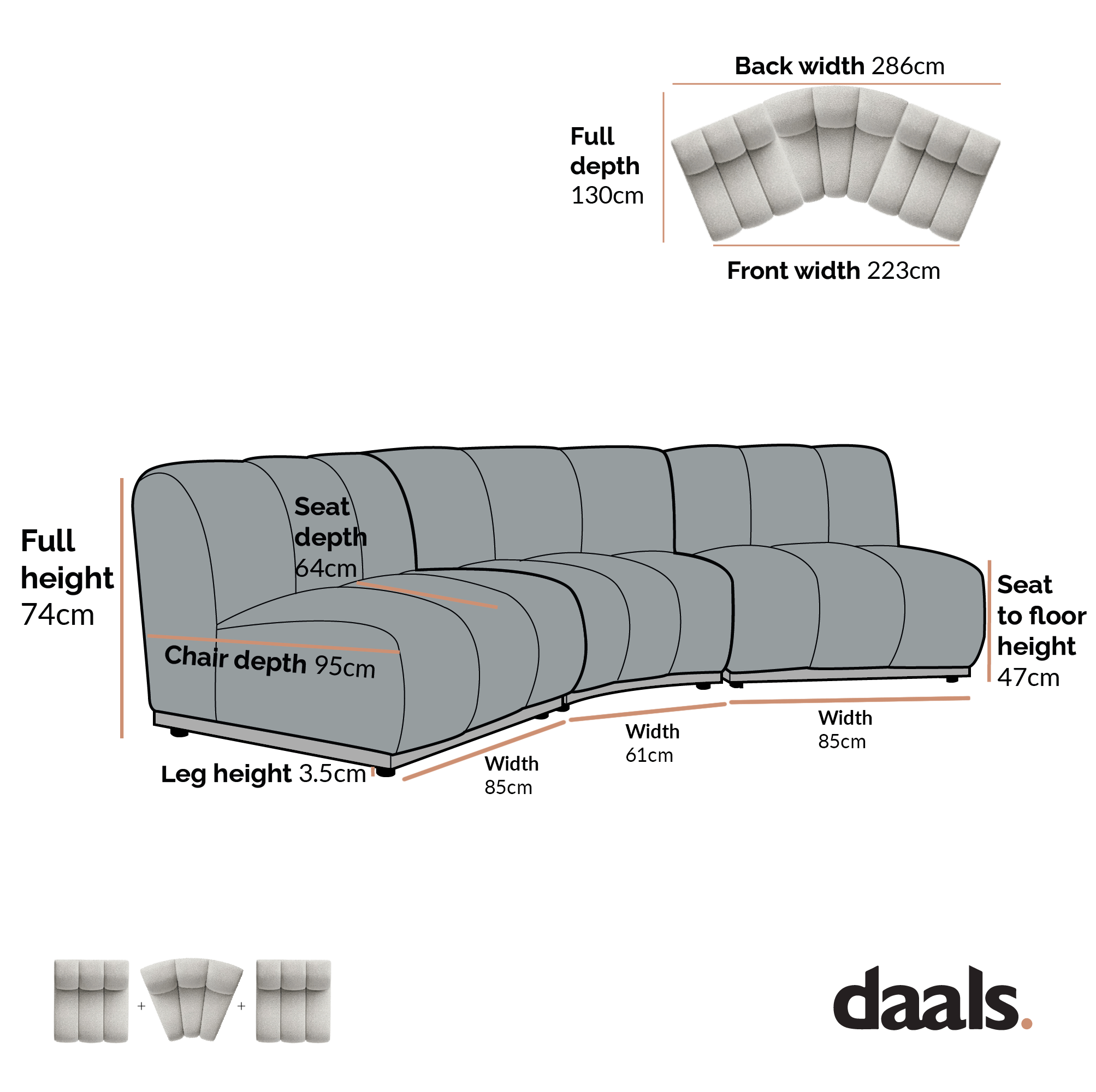 Granvia Taupe Boucle Modular Sofa, 3-Seater Corner Sofa