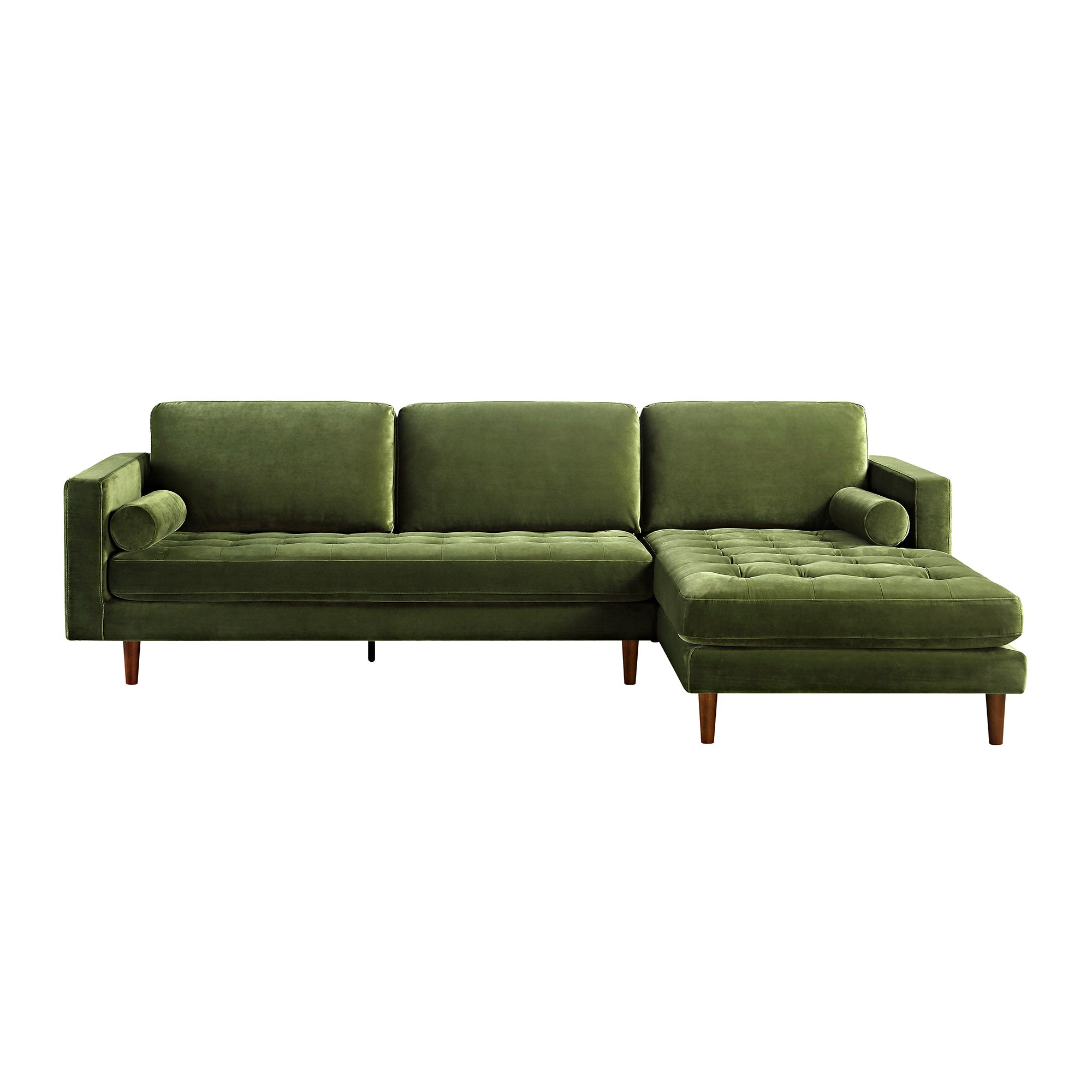 Henrietta Moss Green Velvet Grand 4-Seater Chaise End Sofa, Right Hand Facing