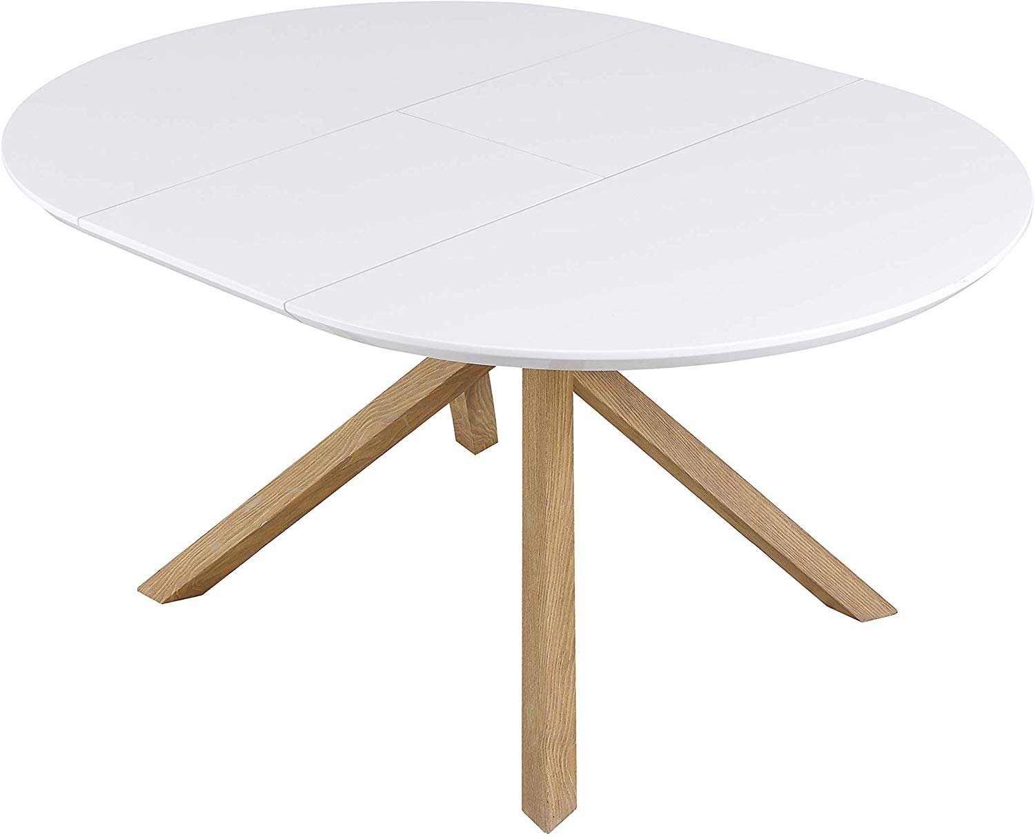 Grenchen Round to Oval 4 to 6-Seater White High Gloss Extendable Dining Table