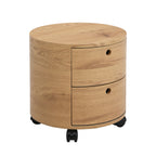 DOLIO Drum Chest Bedside Table, Barrel Side Table with Drawers Oak 2 Drawer