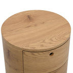 DOLIO Drum Chest Bedside Table, Barrel Side Table with Drawers Oak 2 Drawer