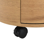DOLIO Drum Chest Bedside Table, Barrel Side Table with Drawers Oak 2 Drawer