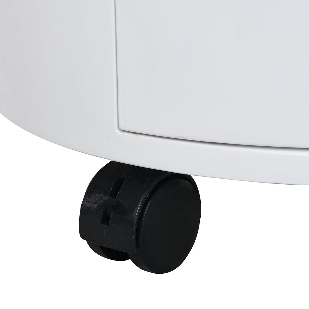 DOLIO Drum Chest Bedside Table, Barrel Side Table with Drawers High Gloss White 2 Drawer