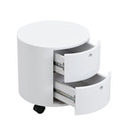 DOLIO Drum Chest Bedside Table, Barrel Side Table with Drawers High Gloss White 2 Drawer