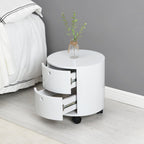 DOLIO Drum Chest Bedside Table, Barrel Side Table with Drawers High Gloss White 2 Drawer