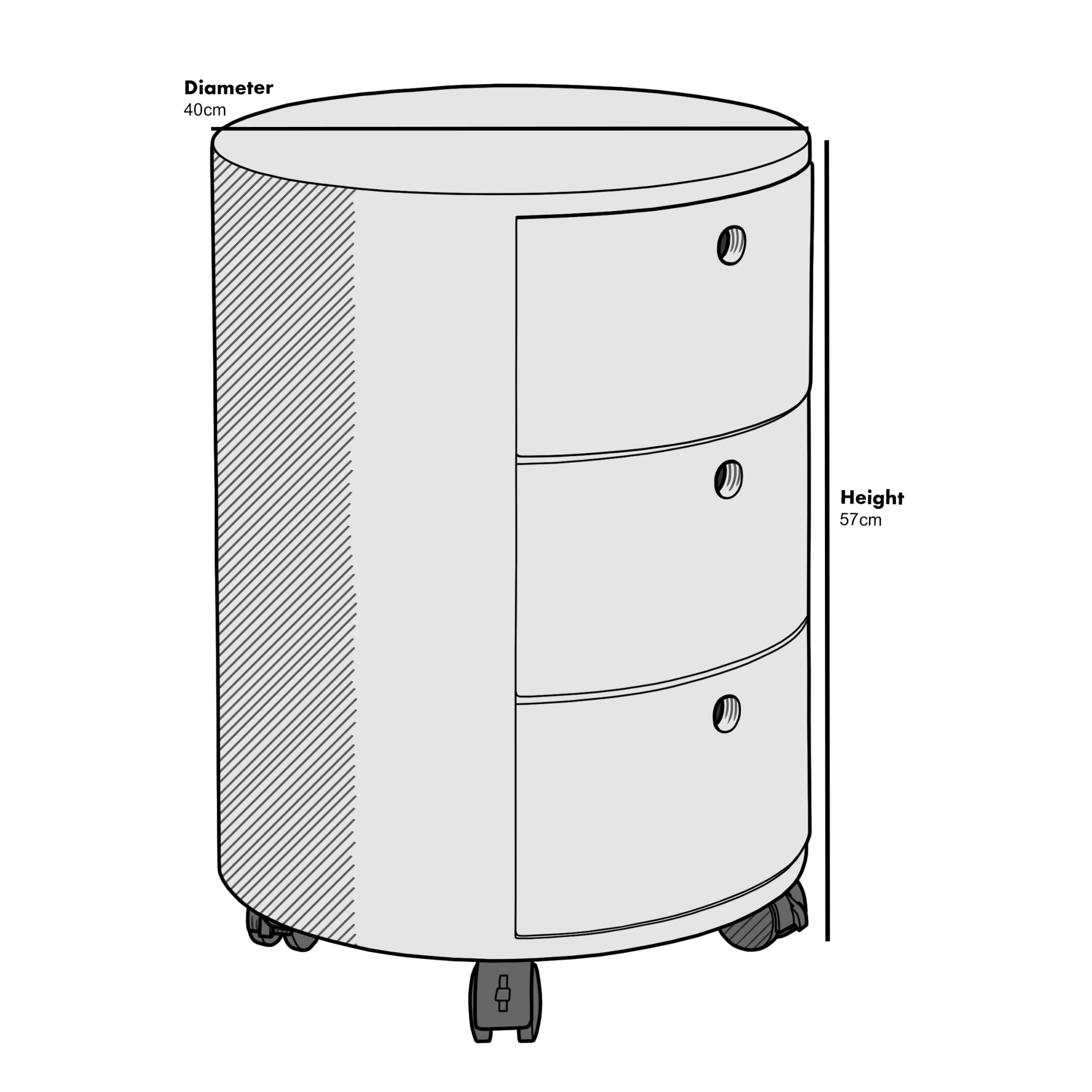 DOLIO Drum Chest Bedside Table, Barrel Side Table with Drawers Oak 3 Drawer