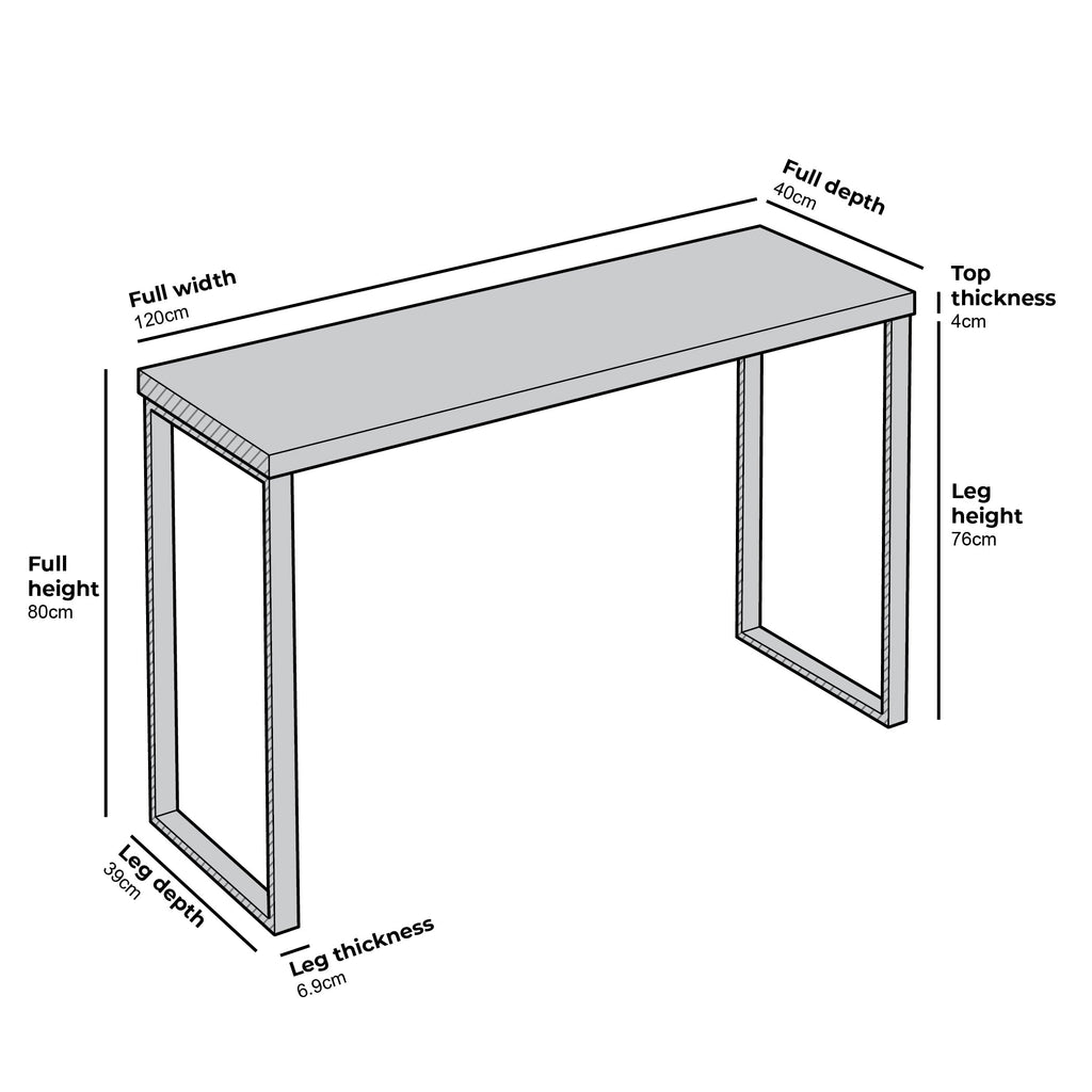 BIASCA High Gloss Marble Effect 120cm Console Table with Silver Chrome Legs