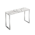 BIASCA High Gloss Marble Effect 120cm Console Table with Silver Chrome Legs