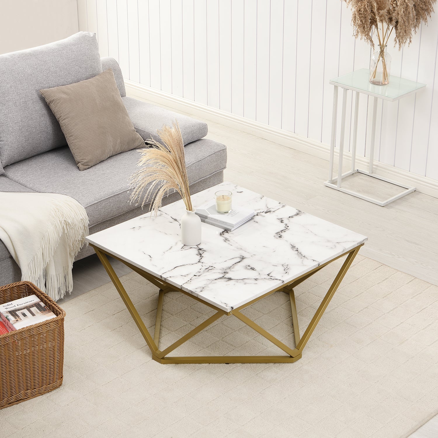 Giulia Marble Effect Square Coffee Table
