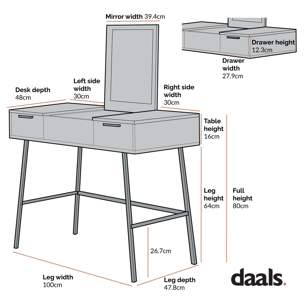 Selwyn Oak Effect Console Dressing Table
