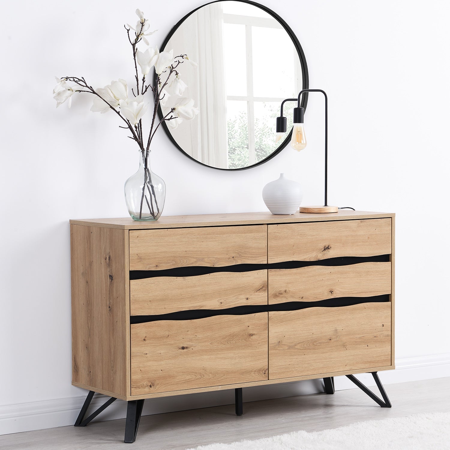 Weston Oak Effect 6 Drawer Chest of Drawers