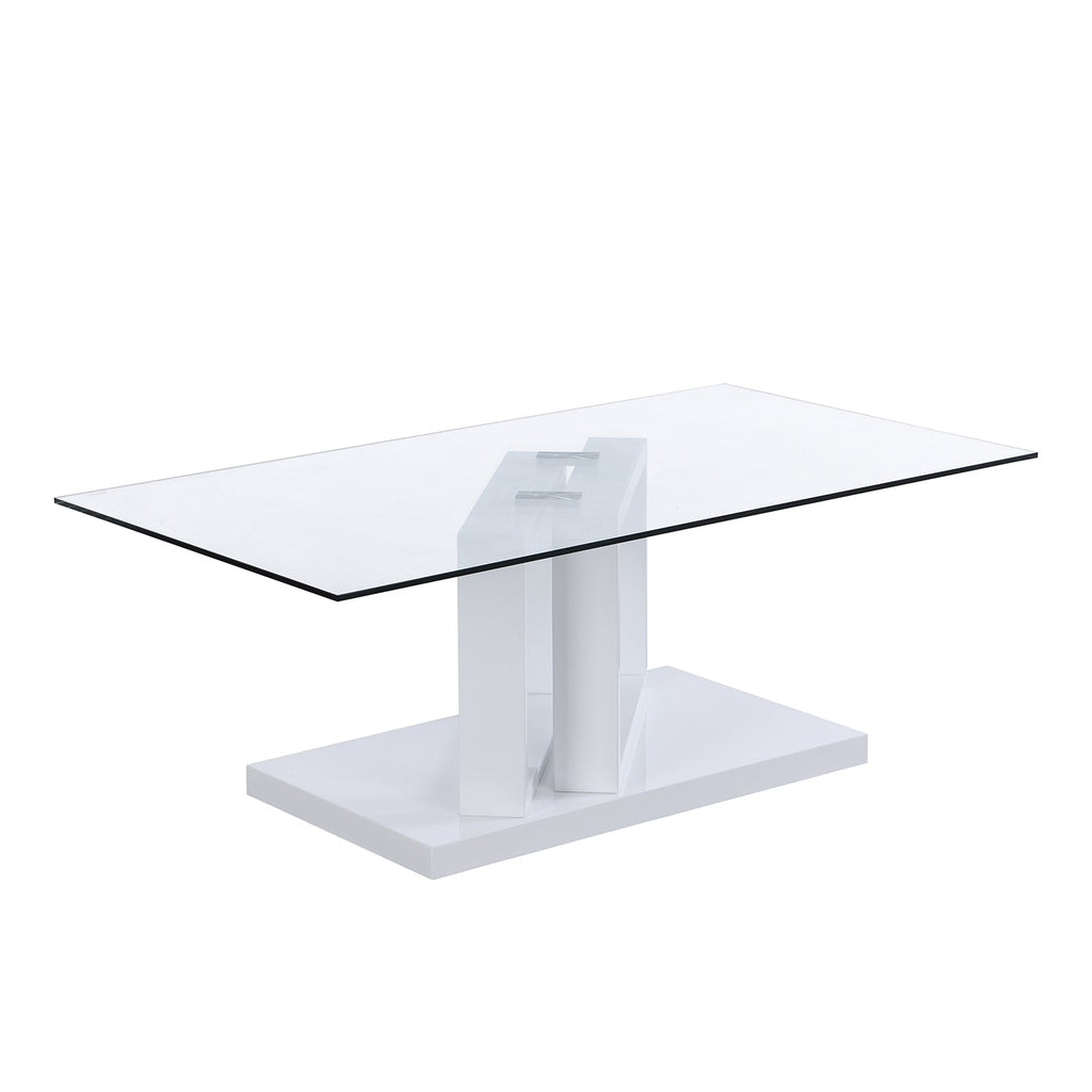 Lucent White High Gloss and Glass Top Coffee Table