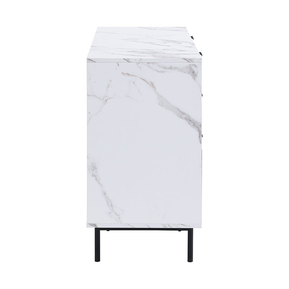 Aspen Oak and Marble Effect 6-Drawer Chest of Drawers