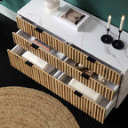 Aspen Oak and Marble Effect 6-Drawer Chest of Drawers