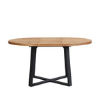 BERN Extending Round Dining Table with Metal Legs, Oak
