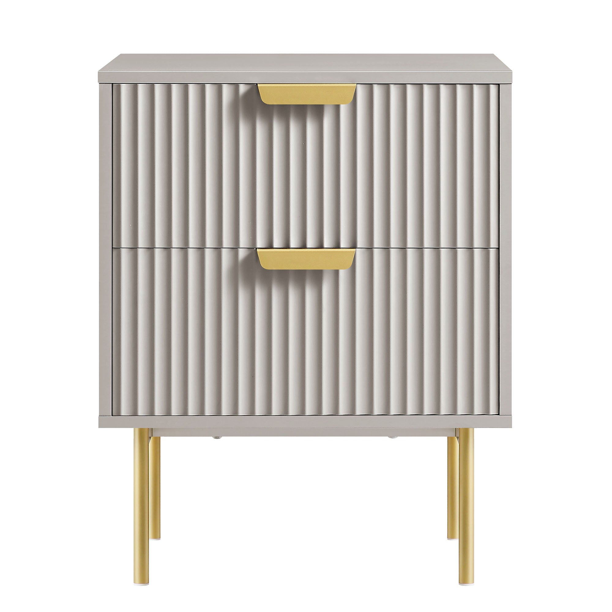 Richmond Ridged 2 Drawer Bedside Table, Matte Taupe