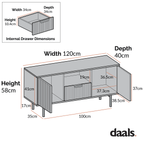 Richmond Ridged 120cm Wide TV Media Unit, Light Ash