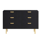 Richmond Ridged Wide Chest of 6 Drawers, Matte Black