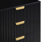Richmond Ridged Wide Chest of 6 Drawers, Matte Black