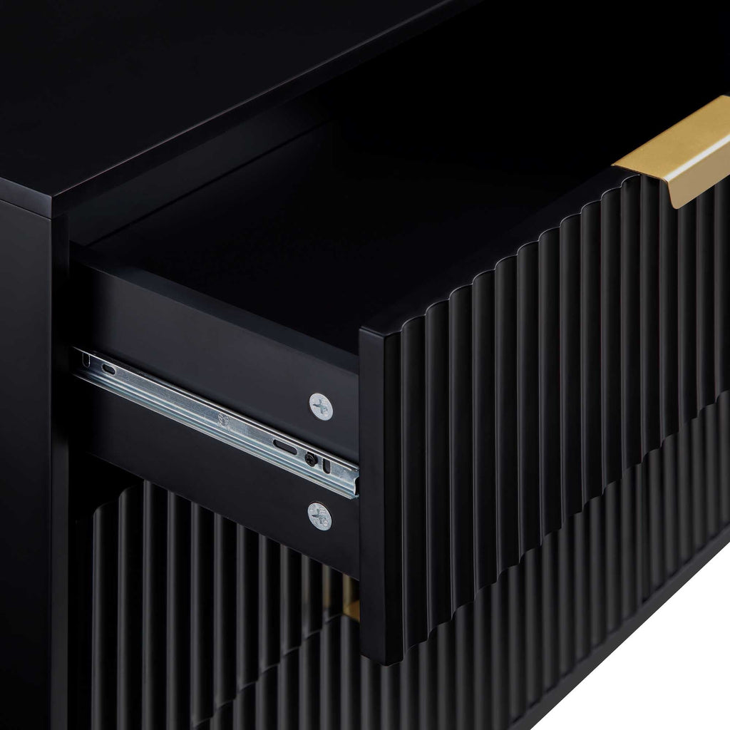 Richmond Ridged Wide Chest of 6 Drawers, Matte Black