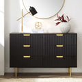Richmond Ridged Wide Chest of 6 Drawers, Matte Black