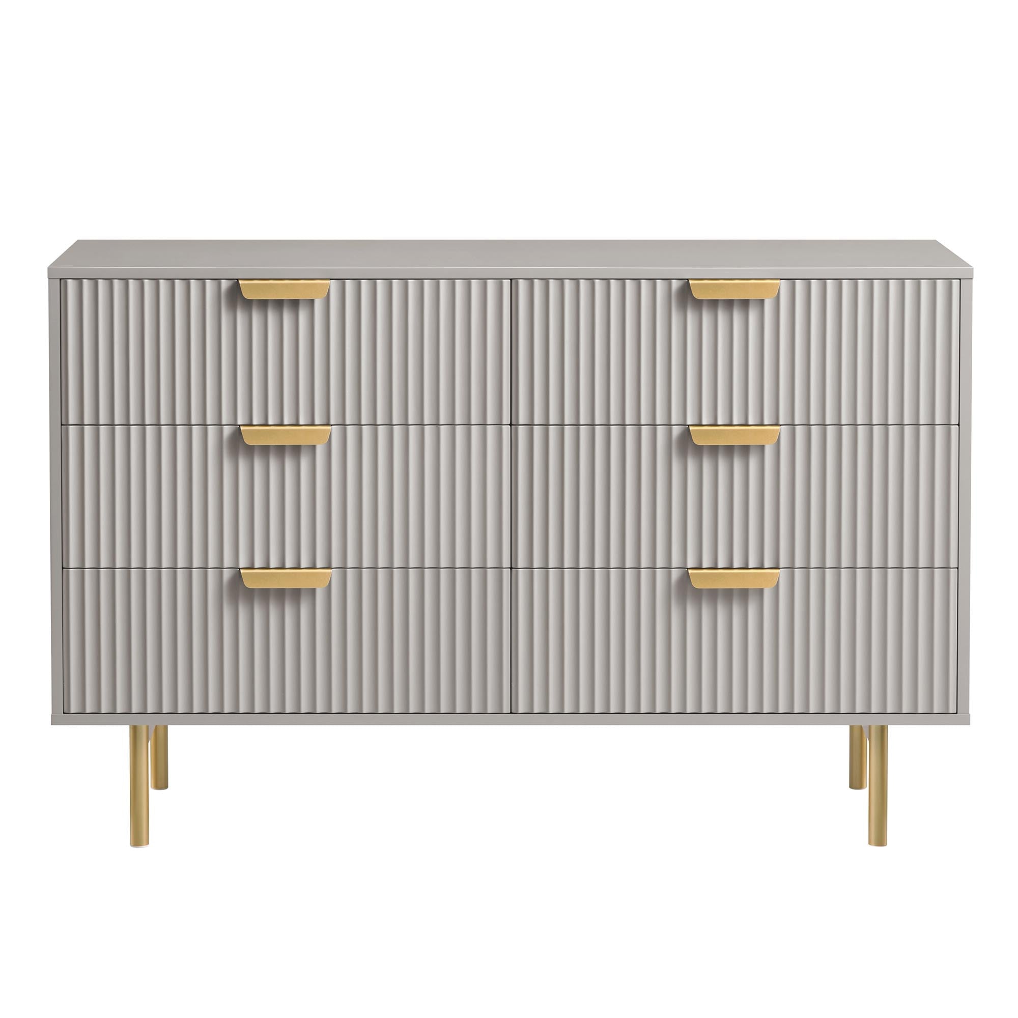 Richmond Ridged Wide Chest of 6 Drawers, Matte Taupe