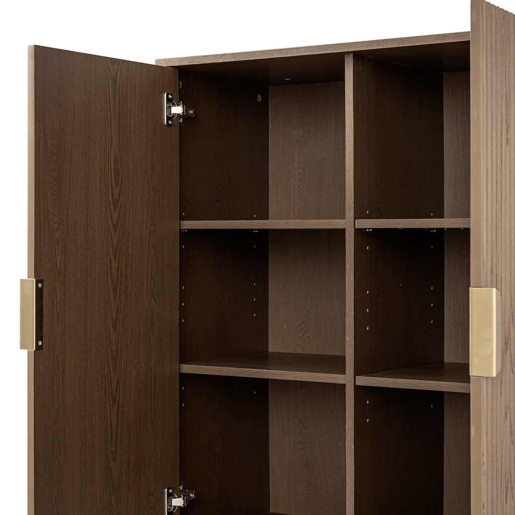 Richmond Ridged Highboard Storage Cabinet, Dark Ash