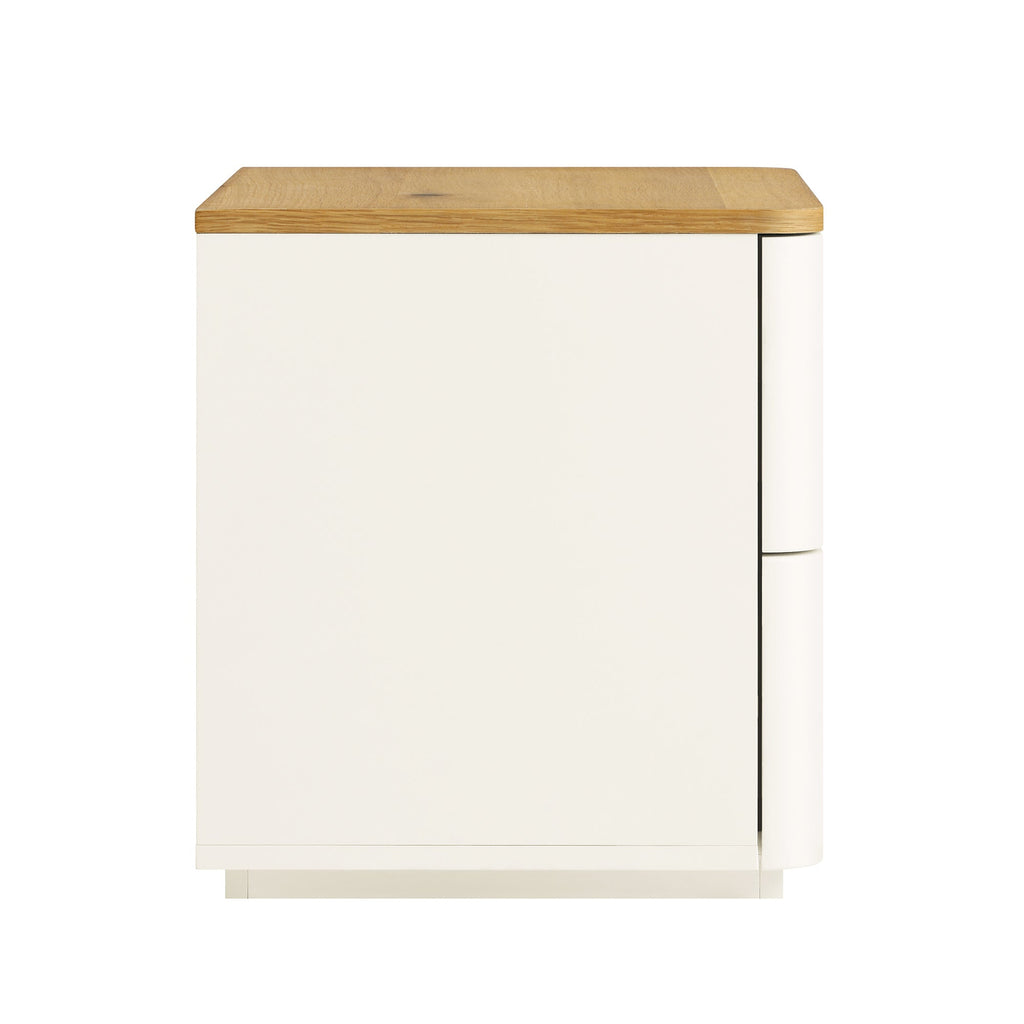 Agnes Curved Edge 2 Drawer Bedside Table, White