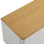 Agnes Curved Edge 150cm Wide TV Unit, Dove Grey with Oak Top