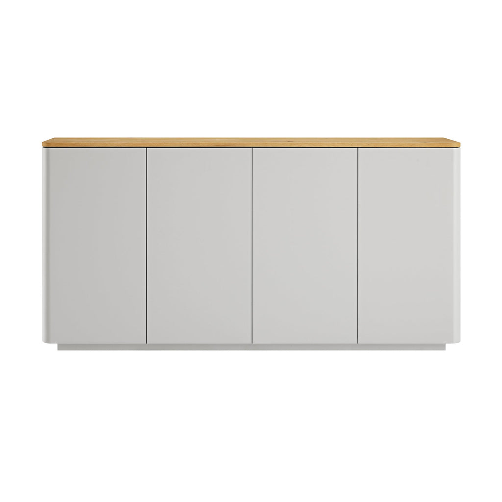 Agnes Curved Edge 150cm Wide Sideboard, Dove Grey with Oak Top