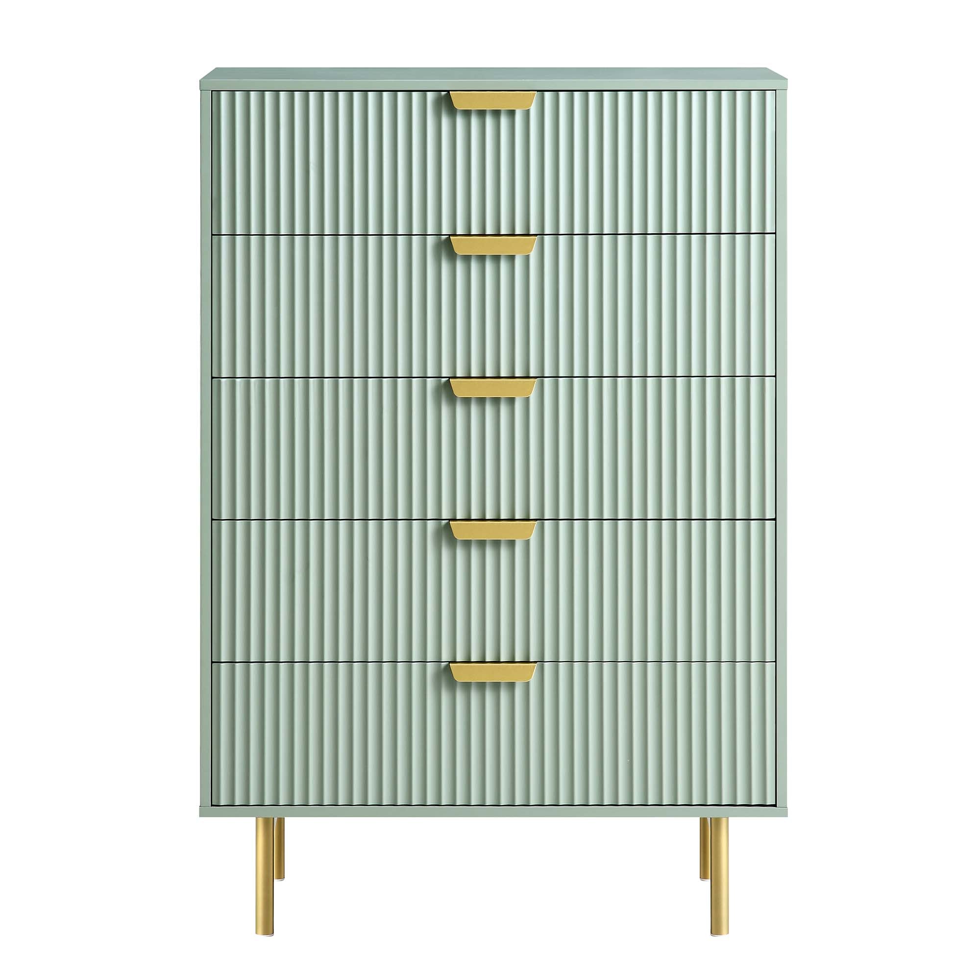 Richmond Ridged Chest of 5 Drawers, Matte Sage Green
