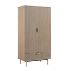 Richmond Ridged Double Wardrobe with Drawer, Light Ash