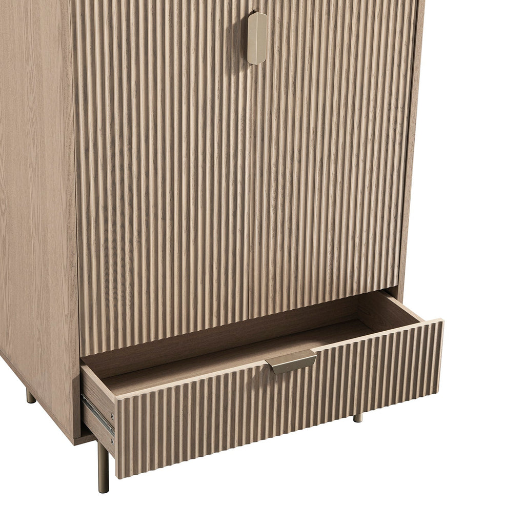 Richmond Ridged Double Wardrobe with Drawer, Light Ash