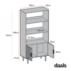 Richmond Ridged Tall Bookcase with Doors, Matte Sage Green