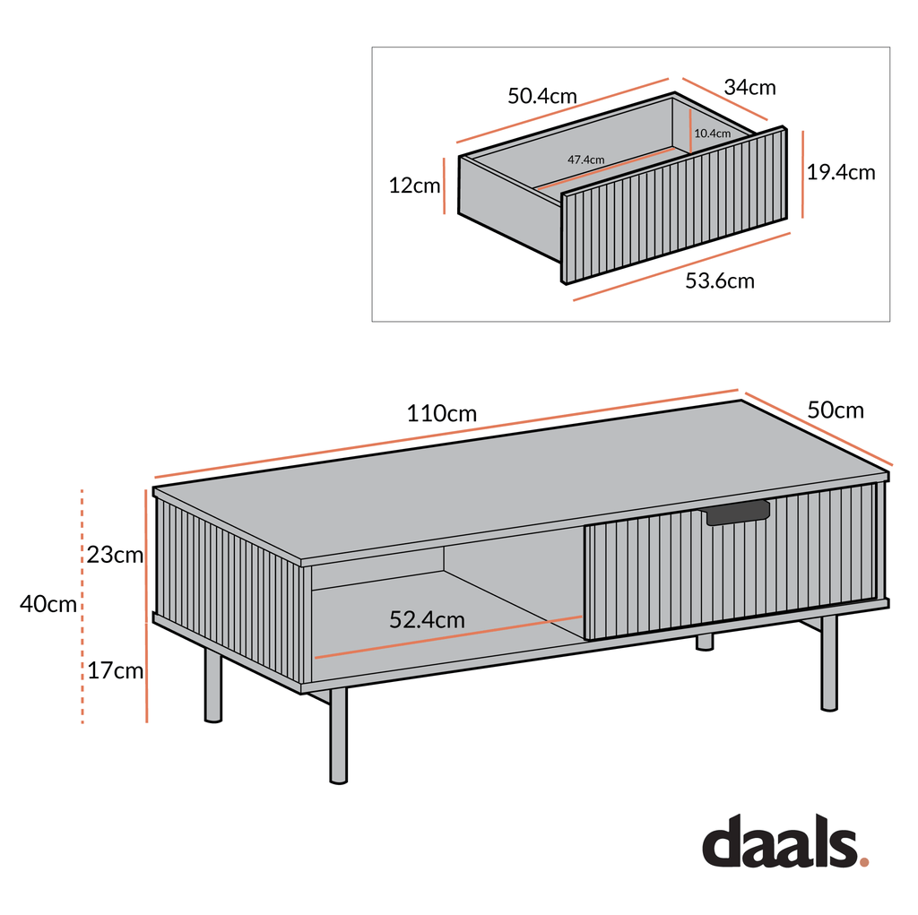 Richmond Ridged Coffee Table with Drawer, Matte Sage Green