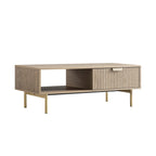 Richmond Ridged Coffee Table with Drawer, Light Ash